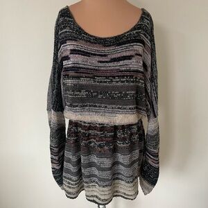 Anthropologie Cecilia Prado Amanda Metallic Cotton Long Sleeve Sweater Dress M